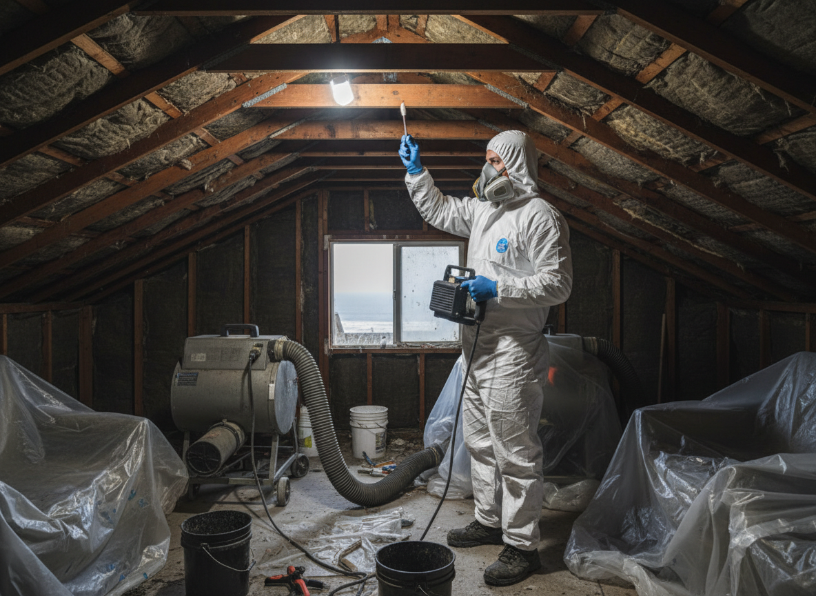 Attic mold testing and removal in Pacific Palisades